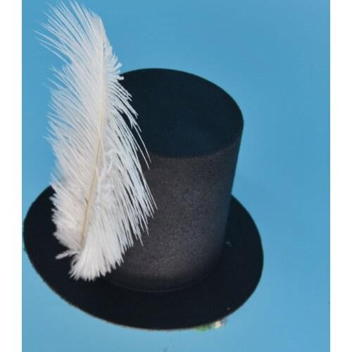 Women Girl Black Mini Top Hat Hair Clip Wedding Party Carnival Feather Hat Base DIY Craft Hair Accessories Birthday gift