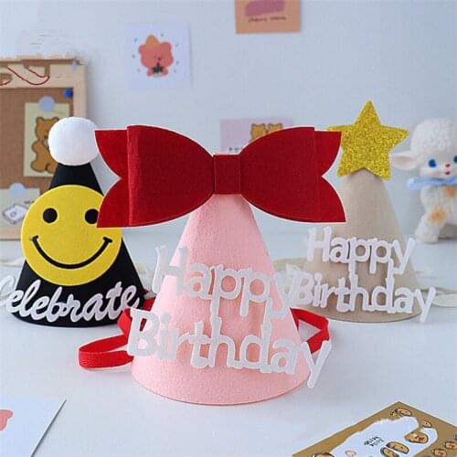 Korean ins style creative DIY felt birthday hat childrens birthday party crown decorative HAT baby one year old hat