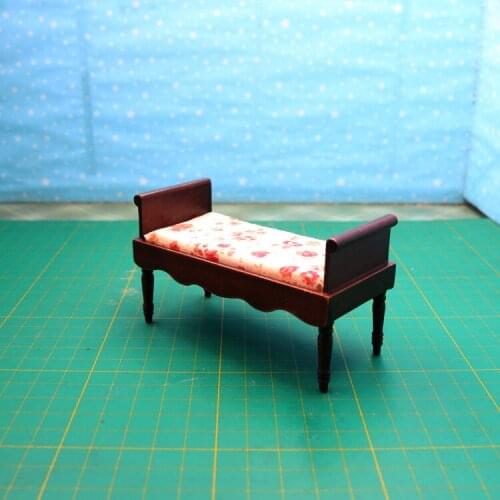 G07-X047 children baby gift Toy 1:12 Dollhouse mini Furniture Miniature rement Doll accessories wooden mini bed brown color 1pcs