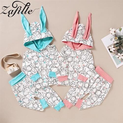 ZAFILLE Childrens Costume Toddler Girl Easter Outfit Hooded Ear Top and Pants Set Girls Clothing Rabbit Easter Girl Clothes Set