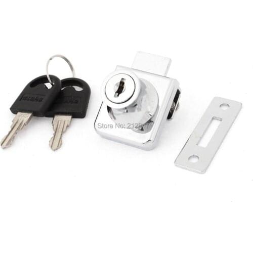 Home Metal Keyed Cabinet Lock for 2/5" Hinged Glass Door Silver Tone