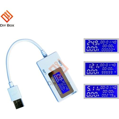 Dual USB Ports Digital Display DC 4-30V Current And Voltage Battery Capacity Flash Charge 10-in-1 Tester 0-5A 0-99 Hours 0-150W