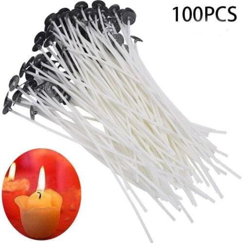 100Pcs/set Candle Wicks Smokeless Wax Pure Cotton Core 2.6/9/12/15/18/20cm DIY Candle Making Pre-waxed Wicks For Party Supplies