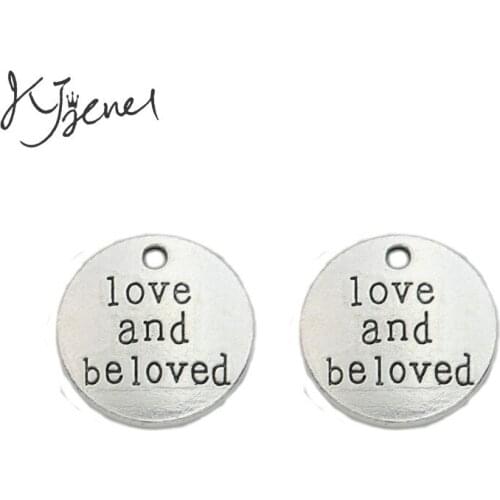 KJjewel Tibetan Silver Plated Love and Beloved Charms Pendants fit Bracelet Necklace Jewelry Making Accessories DIY 20x20mm