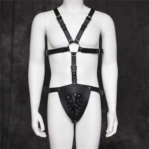 Leather Bonage Tape Harness Men Underwear Sexy Lingerie Clothes BDSM Sex Tools For Men Adult Games Erotic Slave Restraints