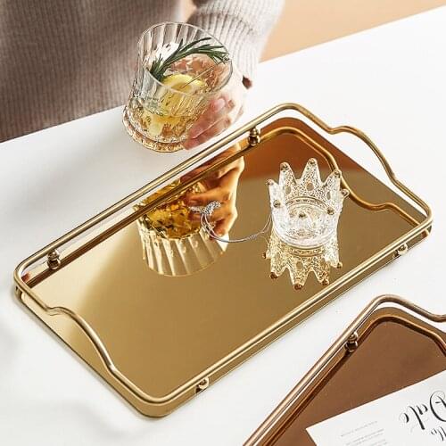 Creative Luxury Tea Tray Rectangle Living Room Serving Plate Tea Tray Coffee Tables Plateau Dore Household Tools DI50CP
