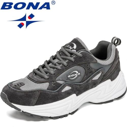 BONA 2021 New Designers Suede Running Shoes Men Breathable Outdoor Sports Shoes Sneakers Comfortable Athletic Trainiing Footwear