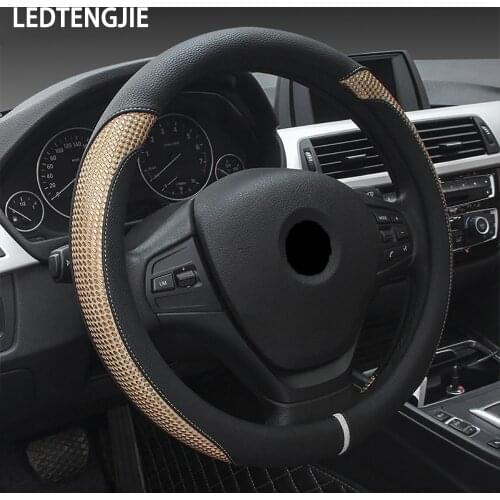 LEDTENGJIE Car Steering Wheel Cover, Artificial Leather, Comfortable and Durable, Wear-resistant and Non-slip