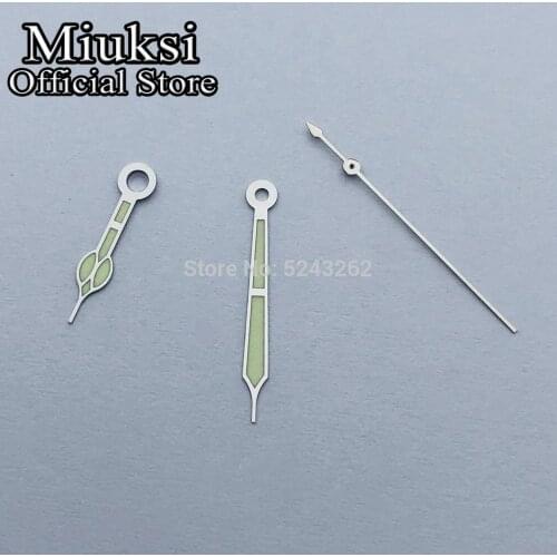 Miuksi silver watch hands green luminous hands fit Miyota 8215 8205 821A Mingzhu DG 2813 3804 Seagull 1612 movement