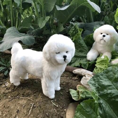 Simulation Bichon Frise Dog Plush Stuffed Toy Lifelike Pomeranian Dog Puppy Toys Home Decor Crafts Photo Props Kids Gift