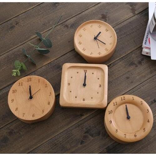Fashion Wooden Clock European Beech Round Alarm Clock