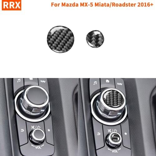 Carbon Fiber Multimedia Buttons Cover Trim Sticker Center Console For Mazda MX-5 Miata Roadster 2016+ MX5 ND Car Accessories