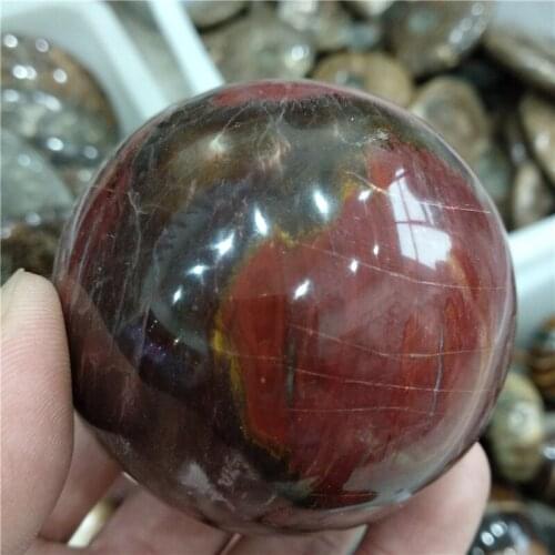 DHX SW 6-7 cm natural large polished petrified wood sphere minerals crystal woodstone ball fossil tree for hold and play with