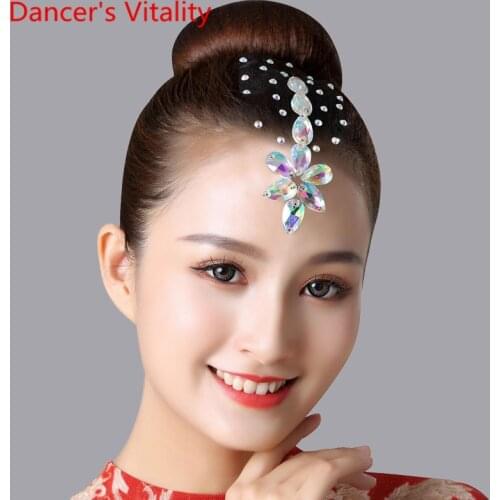 New Children Latin Dance Headdress Competition Professional Performance Diamond Accessories Adults National Standard Decoration