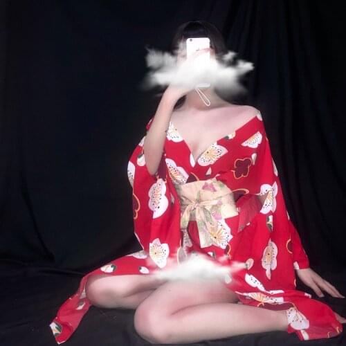 Sexy Japanese Kimono for Women Sexy Traditional Style Robe Yukata Soft Silk Belts Outfit Lingerie Female Cosplay Erotic Costumes