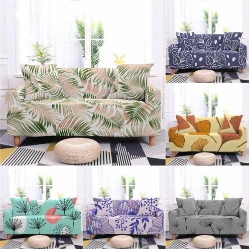Ginkgo Leaf Dandelion Sofa Covers For Living Room Sofa Slipcover Green Plant Protector Elastic Loveseat Couch Cover 1/2/3/4 Seat