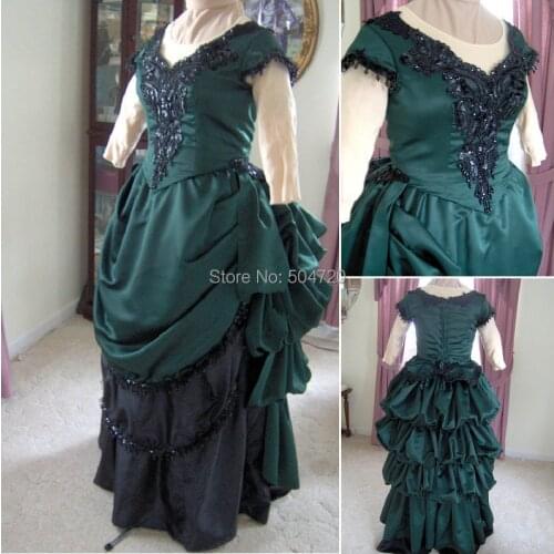 Historical!R-190 19 century Vintage costume 1860S Victorian Lolita/Civil War Southern Belle Ball Halloween dresses All size