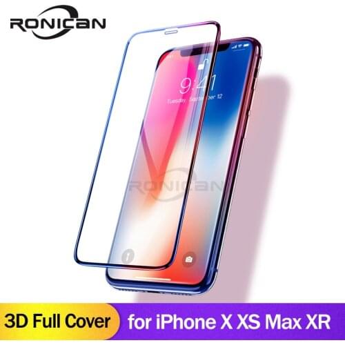 RONICAN for Apple iPhone X XSMax XR Full HD Tempered Glass Film Screen Protector Protective glue 3D Full Cover Screen Protection