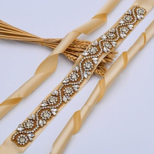 S164-G Hot Sale Rhinestone Sash Bridal Wedding Accessories Belt Bride Bridesmaid Dress Belts Women Prom Evening Dresses Belt