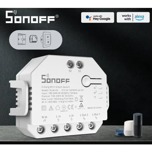 SONOFF Dual R3 DIY MINI Smart Switch Dual Relay Module Two Way Power Metering Smart Home Control via eWeLink Alexa Google Home