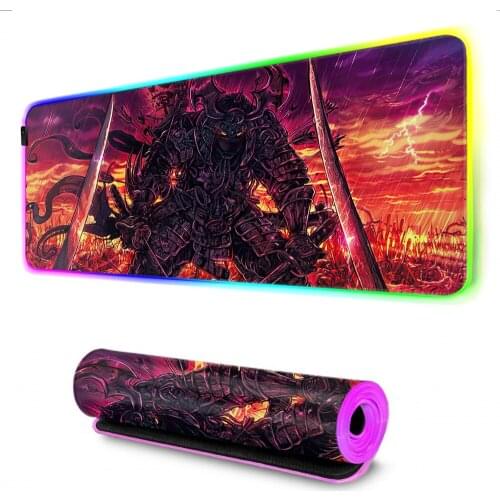 Japan Samurai Mouse Pad RGB Mousepad Keyboard Gaming Carpet Backlit Mat Computer Gaming Table Gamer Desk Mat Protector Pad Diy