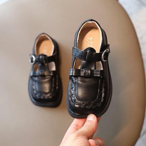 1 2 3 4 5 6 Year Princess Kids Leather Shoes For Baby Girl 2021 Autumn New Children Fashion Retro Bow-Knot Casual Shoes Black