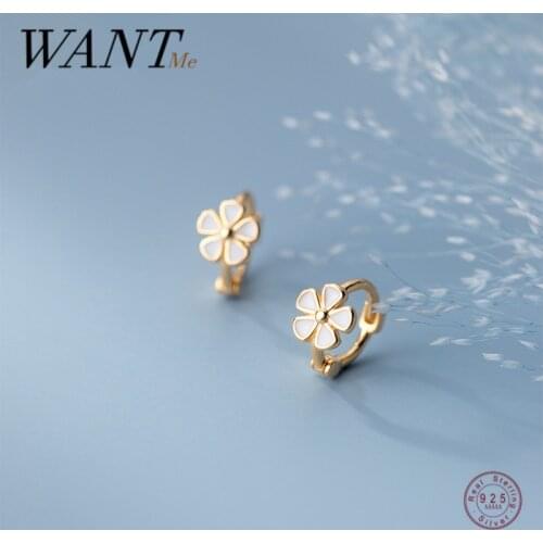 WANTME Genuine 925 Sterling Silver Sweet Romantic Flower Ear Buckle for Women Korean Girl Fashion Birthday Earring Jewelry Gift
