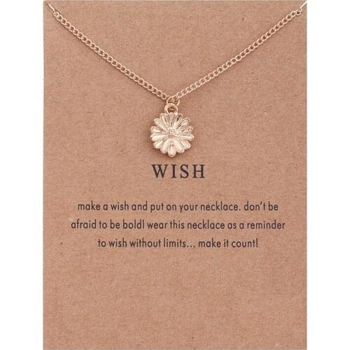 Fashion WISH Bone Clavicle Pendant Necklace SunFlower Choker Necklaces Jewelry For Women Ladies Girls Mothers Day Gift