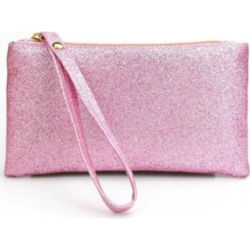 1Pcs Men Women Shining Coin Purse Wallets PU Leather Clutch Phone Wristlet Party Handbag Credit Card Holder Key Money Mini Bag