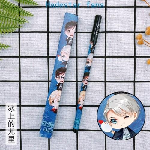 10 sets/lot Anime YURI on ICE Gel pen Yuri Katsuki Yuri Plisetsky Ballpoint Pen 0.5 Black refill Pens toy