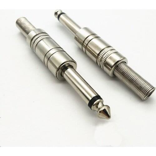 2 pcs 6.5mm Pole Stereo Metal Plug Connector6.35 Plug & Jack Adapter With Soldering Wire Terminals 6.5mm Stereo Plug Audio