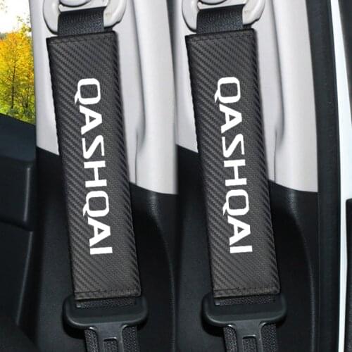 2pcs/set Carbon fiber Seat belt Shoulder Pads covers emblems for Nissan Qashqai Nismo Juke Note Navara Leaf Xtrail Car-styling
