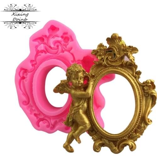 3D Angel shape picture frame cake decoration silica gel mold soft candy craft mold DIY cake candy chocolate tool