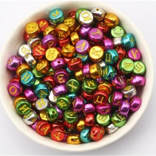 4*7mm Mixed Russia Letter Colorful Acrylic Beads Round Loose Spacer Beads For Jewelry Making DIY Crafts Scrapbooking Decoration