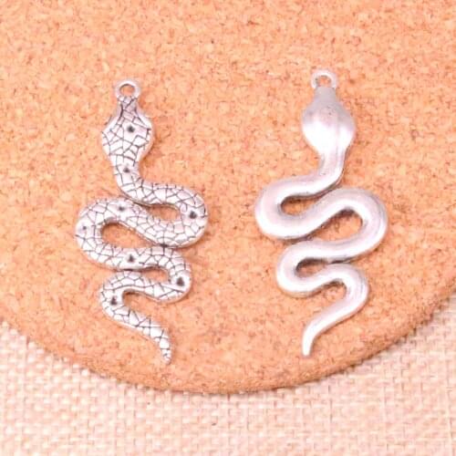 4pcs Snake Cobra Charms Metal Pendants for Bracelet and Necklace Jewelry DIY Handmade 51*21mm