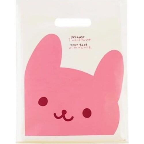 50Pcs/Lot Bags Plastic Shopping Bag Reusable Grocery Bag With Handle Food Cartoon Clothing Packaging Carry Out Store Shoes Pouch