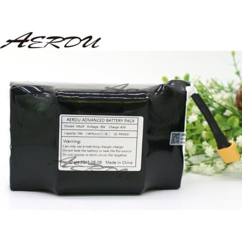 AERDU 36V 10S2P 7Ah High power&capacity 42V 18650 lithium battery pack scooter wheelbarrow with 15a BMS