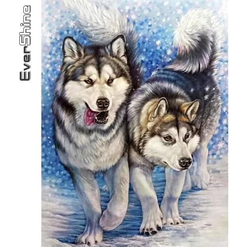 Evershine 5D DIY Diamond Embroidery Dog Cross Stitch Kits Diamond Painting Animals New Arrival Mosaic Winter Art Wall Decor
