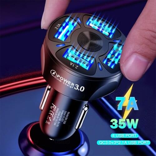 4 Ports USB Car Charge 48W Quick 7A Mini Fast Charging In Car Mobile Phone Charger Adapter for IPhone Huawei Samsung Accessories