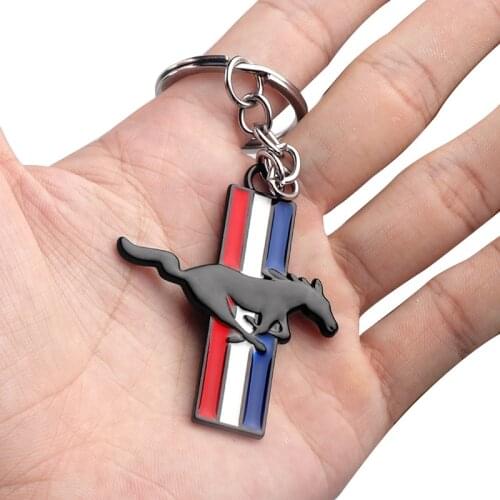 Car Styling 3D Metal Horse Emblem Badge Key Chain For Ford Mustang GT 500 Cobra Car key ring decoration Car accessories