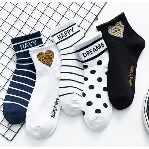 White black striped socks woman kawaii calcetines women meias mulher skarpetki damskie meia calcetas mujer cute happy chaussette
