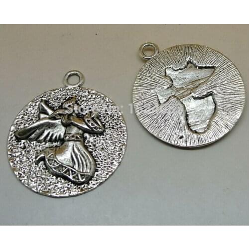 Free shipping Guard silver angel tag Child' gift for Mom 2pcs tibetancharm pendant 42*36mm for jewelry making craft DIY