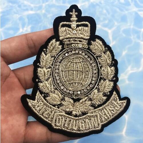 Beaded Crown Flower Globe Embroidered Sew on Patches for Clothing DIY Stripes Clothes Patchwork Stickers Custom Badges
