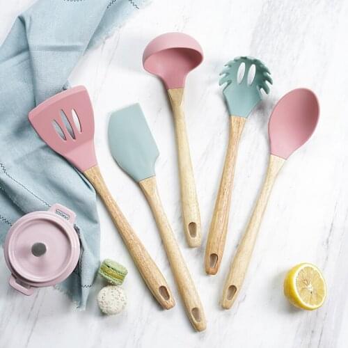 Color Silicone Spatula Enamel Pot Spatula for Non-Stick Pan High Temperature Resistant Rice Spoon Household Soup Spoon Cream