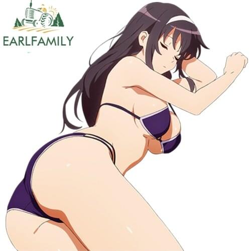 EARLFAMILY 13cm 3D Car Stickers Hot Girl Anime Kasumigaoka Utaha Window Wiper Decals Rear Windshield Car Styling Decor