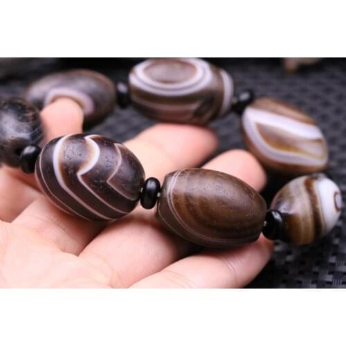 Energy Magical Tibetan Oily Natural line Daluo dZi Bead Big Bracelet