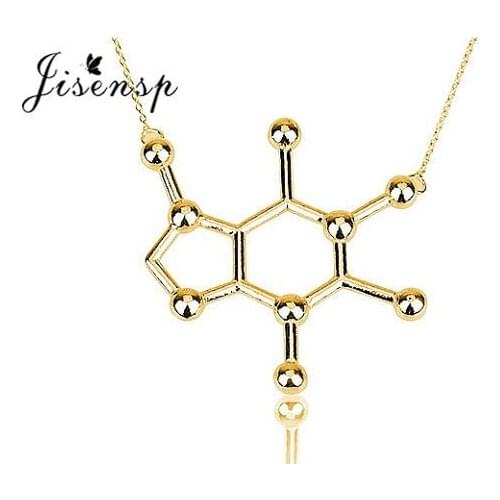 Jisensp 10pcs Classic Caffeine Molecule Necklace Structure Chemistry Necklace Necklace For Women Simple Pendant Tiny Jewelry