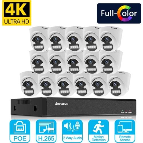 8MP NVR kit 16CH video surveillance IP camera set indoor Two-way audio home CCTV Security camera system kit 4K 8CH POE NVR XMEYE