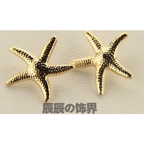 HOT 30pcs lot shiny gold 20mm metal casted sea star charm sew-on shank button fashion garment custome accessories