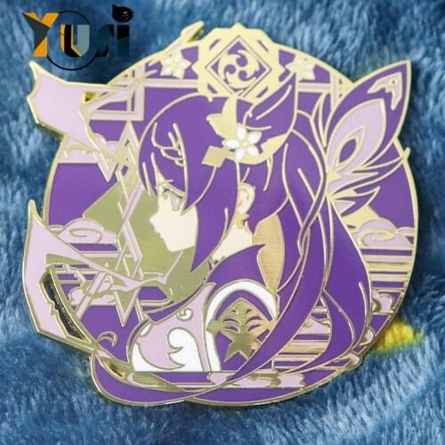 Yuri Genshin Impact Keqing Zhongli metal badge brooch pins collection daily props cute fashion cos cosplay thoughtful gift C